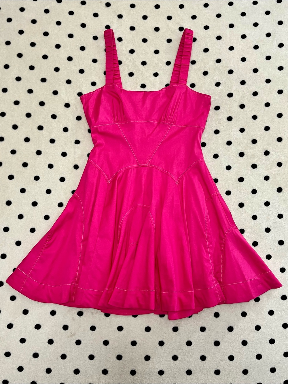 Anthropologie Hot Pink Plunge Drop-Waist A-Line Mini Dress Size XS